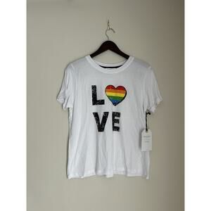 Sweet Soul Pride Love Rainbow T-Shirt Medium White Cotton Blend NWT